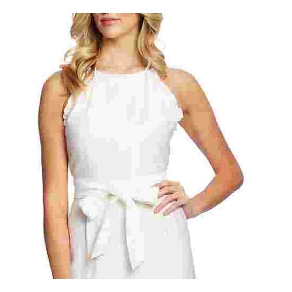 CeCe Women's Ruffled Belted Jumpsuit Natural Size 8 - Picture 2 of 4